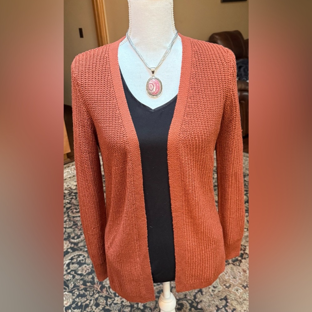 Pinque Artisan Rust Sweater with corset lace up Back Detail. XS